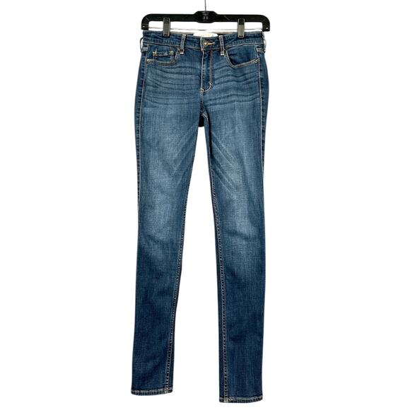 Abercrombie & Fitch Super Skinny Blue Denim Contrast Stitching Jeans Size 4 - Picture 1 of 7